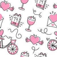 Seamless pattern of pink and gray hearts on a white background. Use on Valentines Day on textiles, wrapping paper, backgrounds, souvenirs. Vector illustration