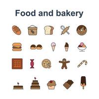 food and bakery icon set full color editable vector