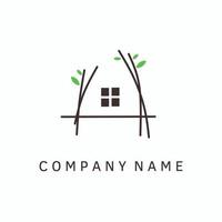 Simple logo of a natural house from a tree vector