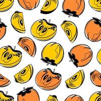 Persimmon pattern vector illustration isolated on a white background. A concept for stickers, posters, postcards, websites