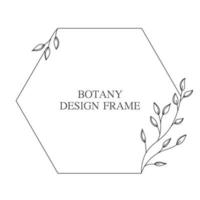 Geometric flower wreath with leaves and branches. Botany round frame isolated on white background. For wedding invitations, postcards, posters, labels of cosmetics and perfumes. vector