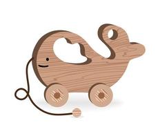 Children's Toys for Children's games and entertainment Cartoon Wooden toys Wooden whale Vector Illustration