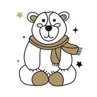 The Christmas character is a bear in black and gold. vector