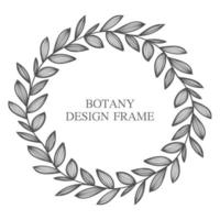 Geometric flower wreath with leaves and branches. Botany round frame isolated on white background. For wedding invitations, postcards, posters, labels of cosmetics and perfumes. vector