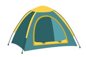 Camping tent for traveling and hiking. Vector illustration for nature tourism, travel, adventure.