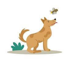 The dog is a cute cheerful pet. Editable vector illustration isolated