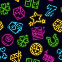 The casino pattern. Neon-style templates. Vector illustration in doodle