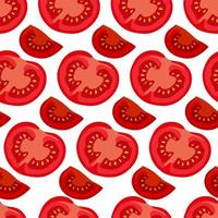 Tomato slices pattern on a white background. For use on textiles, packaging paper, souvenirs, printing, posters, postcards. vector