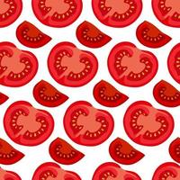 Tomato slices pattern on a white background. For use on textiles, packaging paper, souvenirs, printing, posters, postcards. vector