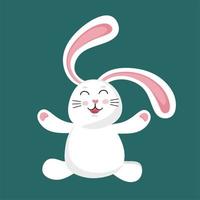 divertido lindo conejo blanco. ilustración de un personaje. ilustración vectorial en un estilo plano.