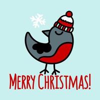 Christmas card with a bullfinch. The concept of Christmas and New Year. vector