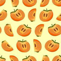 Persimmon pattern vector illustration isolated on a yellow background. A concept for stickers, posters, postcards, websites