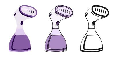 Clothes steamer set  home handmade Vector illustration in linear doodle style on a white background.