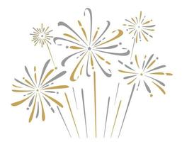 Fireworks are golden on a white background. A banner with festive fireworks. Vector