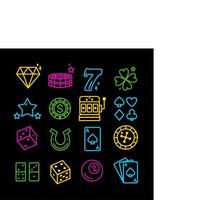 Casino neon icons.  Neon-style templates. Vector illustration in doodle