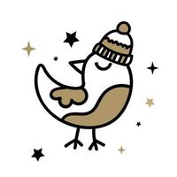 The Christmas character is a bird in black and gold. vector