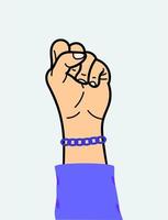 The hand is a gesture of protest. For use on textiles, packaging paper, souvenirs, printing, posters, postcards. vector