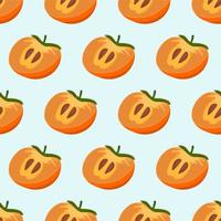 Persimmon pattern vector illustration isolated on a blue background. A concept for stickers, posters, postcards, websites