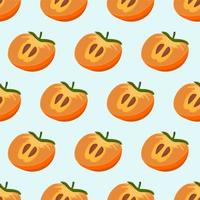 Persimmon pattern vector illustration isolated on a blue background. A concept for stickers, posters, postcards, websites