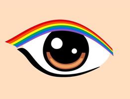 An eye with eyeliner in the colors of the LGBT rainbow. The concept of the LGBT community. vector