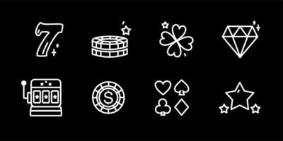 Casino neon icons.  Neon-style templates. Vector illustration in doodle