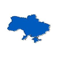 Vector Illustration of the blue Map of Ukraine on White Background