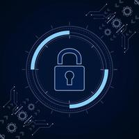 Cyber security technology concept , Shield With Keyhole icon on circuit board , personal data vector