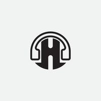 Music logo with initial letter H monogram. Podcast logo or record music studio. vector