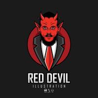 RED DEVIL ILLUSTRATION WITH A GRAY BACKGROUND.eps vector