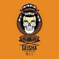 GEISHA ILLUSTRATION 1 WITH A YELLOW BACKGROUND.eps vector