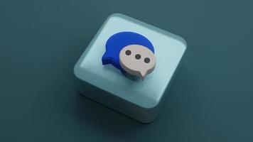 speech bubbles thinking balloon  icon on square shape , 3d rendering photo