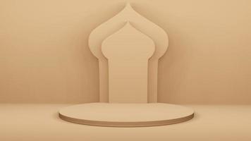 Step Stage Podium  Stage backdrop with Arabic arch . 3d rendering photo
