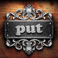 put word of iron on wooden background photo