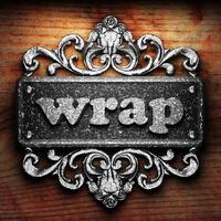 wrap word of iron on wooden background photo