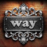 way word of iron on wooden background photo
