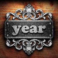 year word of iron on wooden background photo