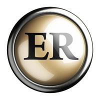 ER word on isolated button photo