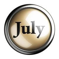 July word on isolated button photo