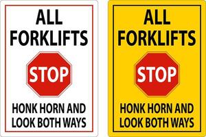 Honk Horn and Look Both Ways Sign On White Background vector