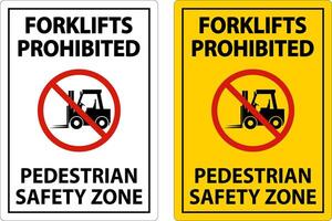 Forklifts Prohibited Safety Zone Sign On White Background vector