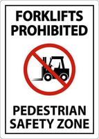 Forklifts Prohibited Safety Zone Sign On White Background vector