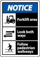 Forklift Area Look Both Ways Sign On White Background vector