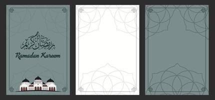 Ramadan Kareem Greeting Card with Three Pages, Front, Content and Back vector