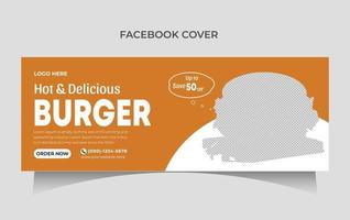 diseño de plantilla de portada de facebook de hamburguesa anuncios de banner web vector