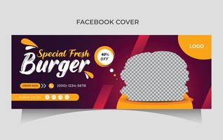 diseño de plantilla de portada de facebook de hamburguesa anuncios de banner web vector