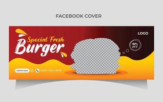 diseño de plantilla de portada de facebook de hamburguesa anuncios de banner web vector