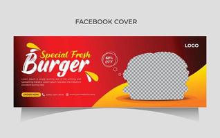 diseño de plantilla de portada de facebook de hamburguesa anuncios de banner web vector