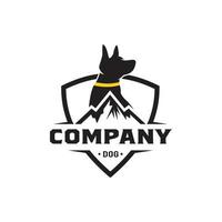 Mountain dog logo shield symbol background, design template, symbol vector