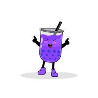 purple boba drink cute character. vector