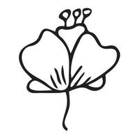 Simple vector flower doodle. Hand drawn outline icon. Floral illustration isolated on white background.